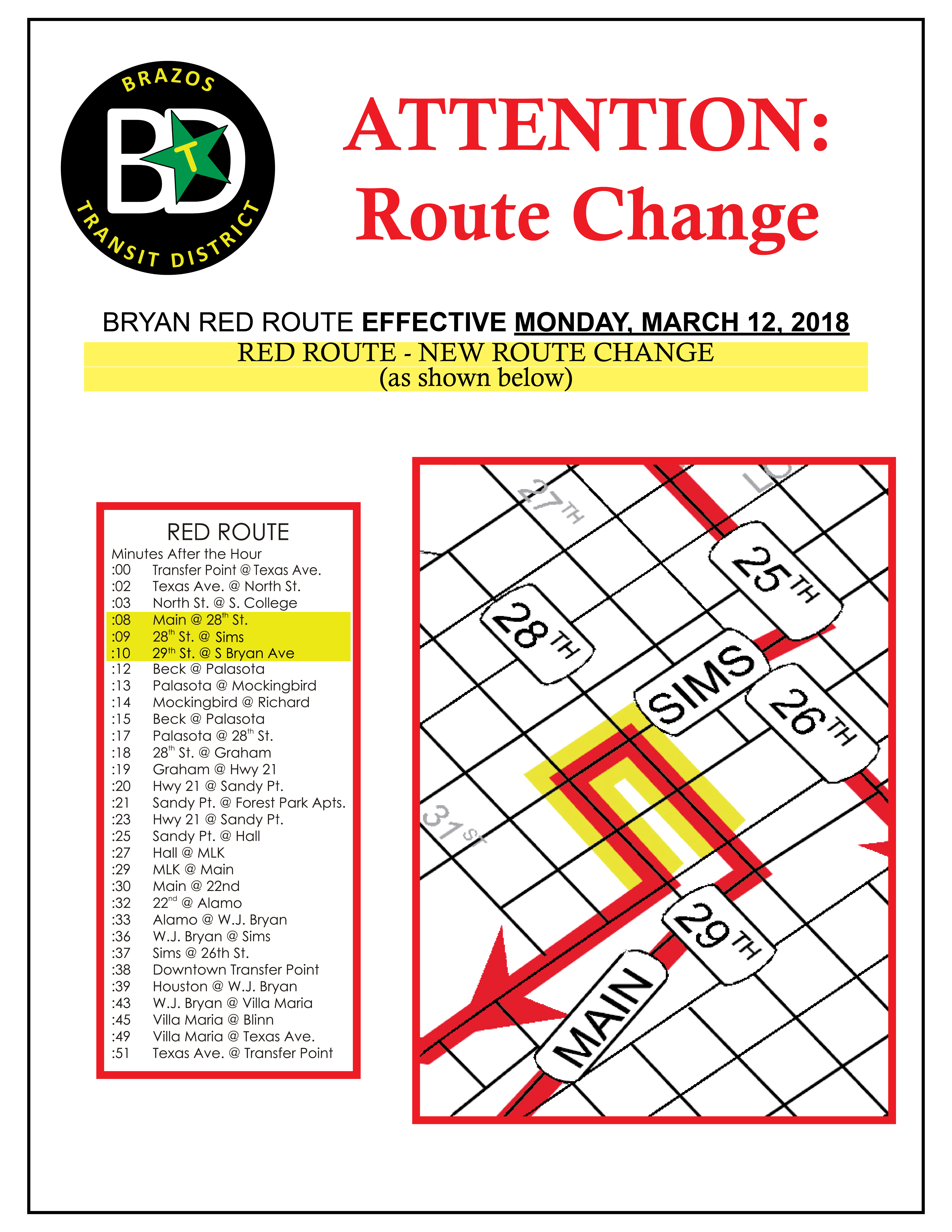 Bryan Red route change MAR 2018