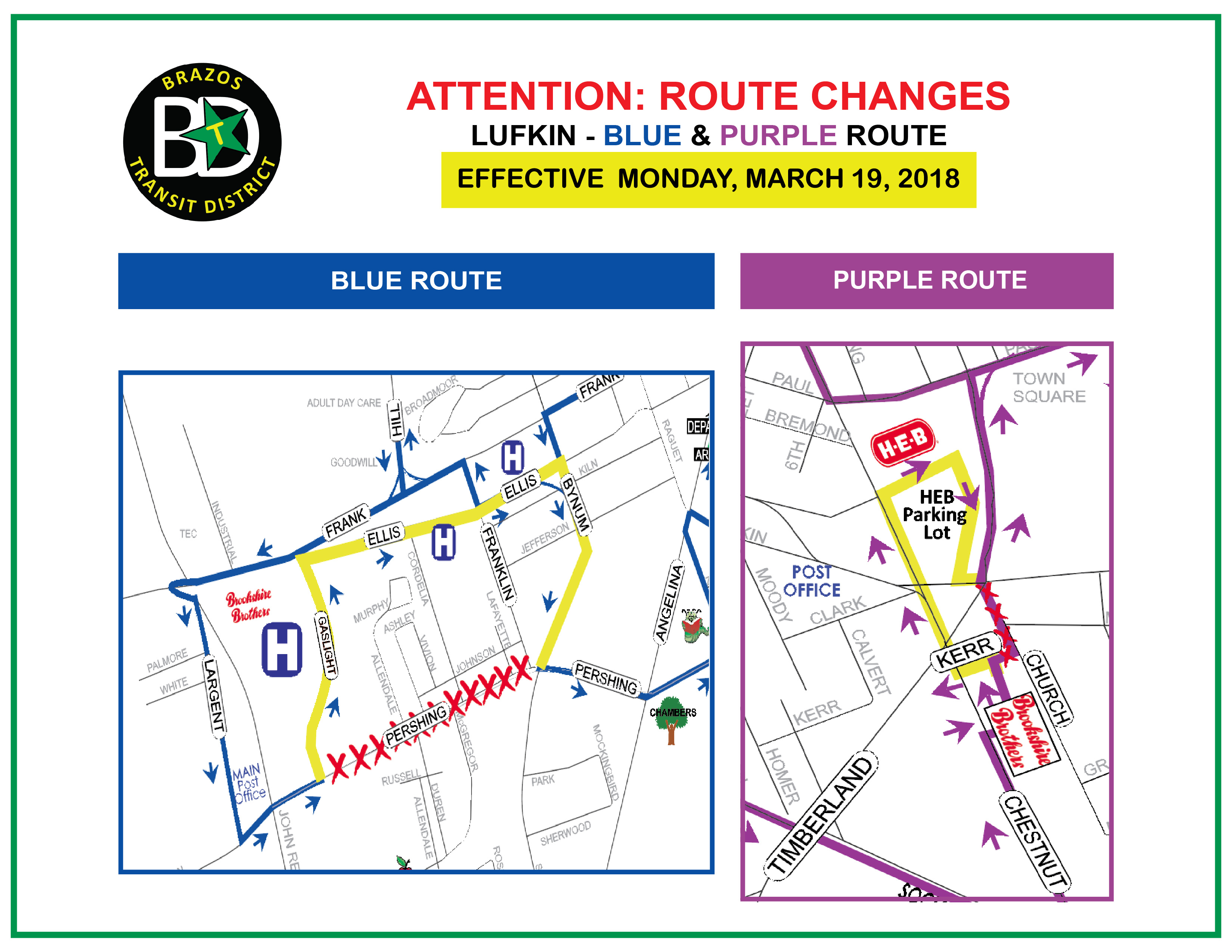 Lufkin route changes mar 2018