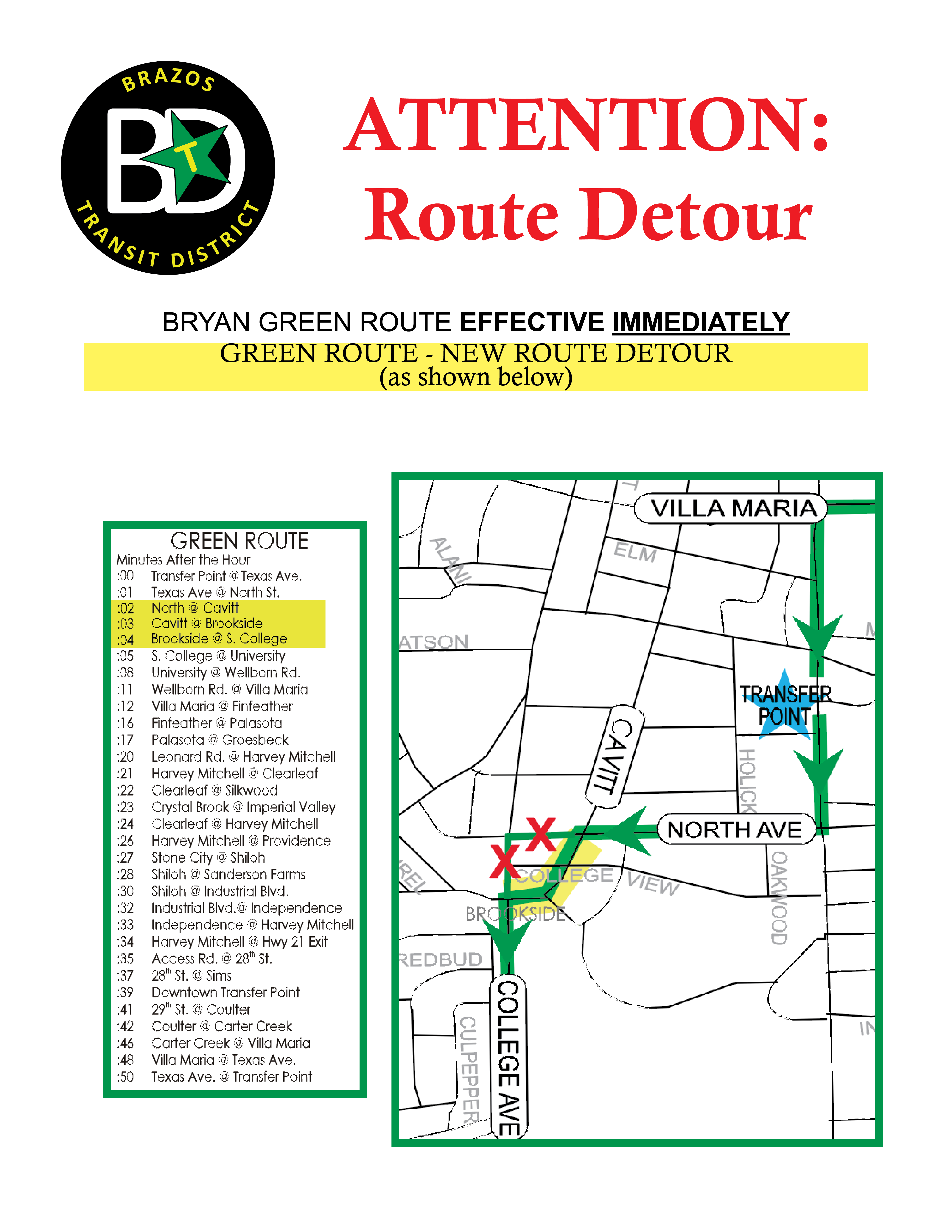 Bryan Green route change 04302018